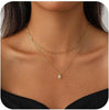 Layered Gold Necklaces for Women with 14K Plated Gold Sterling Silver Plated Dainty Pendant Necklace Set with Cubic Zirconia Stackable Chain Choker - C-N0495-CZ