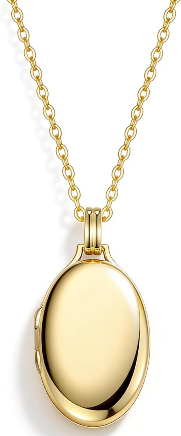 Love Heart Locket 14K Gold Filled Oval Circle Rectangle Lockets that Hold Pictures Necklace for Women - main view