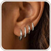 4 Pair Small Gold Hoop Earrings for Women Sensitive Ears - 14k Real Gold Plated Hoops Zirconia Cartilage Huggie Earrings Set Helix Piercing Earring - 02-4 Pair Silver