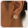 4 Pair Small Gold Hoop Earrings for Women Sensitive Ears - 14k Real Gold Plated Hoops Zirconia Cartilage Huggie Earrings Set Helix Piercing Earring - 1937 Zirconia Hoop Gold