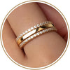 Stackable Rings, Two Tone CZ Eternity Band Set - Gold 11