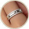 Stackable Rings, Two Tone CZ Eternity Band Set - Silver 9