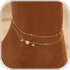 Ankle Bracelets for Women Anklet - 2 Layered Bead&Heart-GD
