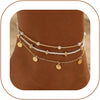 Ankle Bracelets for Women Anklet - 3 Layered Pearl&Disc-GD