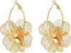 Dangle Flower Gold Earrings for Women, Trendy Statement Hoop Earrings Gifts - main view