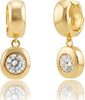 Dangle Flower Gold Earrings for Women, Trendy Statement Hoop Earrings Gifts - Circular 14K gold CZ
