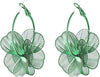 Dangle Flower Gold Earrings for Women, Trendy Statement Hoop Earrings Gifts - Green - Flower