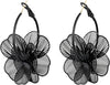 Dangle Flower Gold Earrings for Women, Trendy Statement Hoop Earrings Gifts - Black - Flower