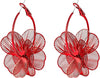 Dangle Flower Gold Earrings for Women, Trendy Statement Hoop Earrings Gifts - Red - Flower