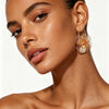 Dangle Flower Gold Earrings for Women, Trendy Statement Hoop Earrings Gifts - view 4