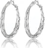Dangle Flower Gold Earrings for Women, Trendy Statement Hoop Earrings Gifts - Curved - 925 Silver