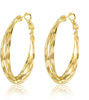 Dangle Flower Gold Earrings for Women, Trendy Statement Hoop Earrings Gifts - Curved - 14K Gold