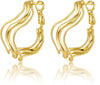 Dangle Flower Gold Earrings for Women, Trendy Statement Hoop Earrings Gifts - Irregular Shape -14K Gold
