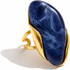 Colorful Chunky Statement Rings for Women Large Acrylic Resin Jewelry - Navy Blue