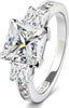 3 Stone Moissanite Engagement Rings for Women, Wedding Promise Ring - main view