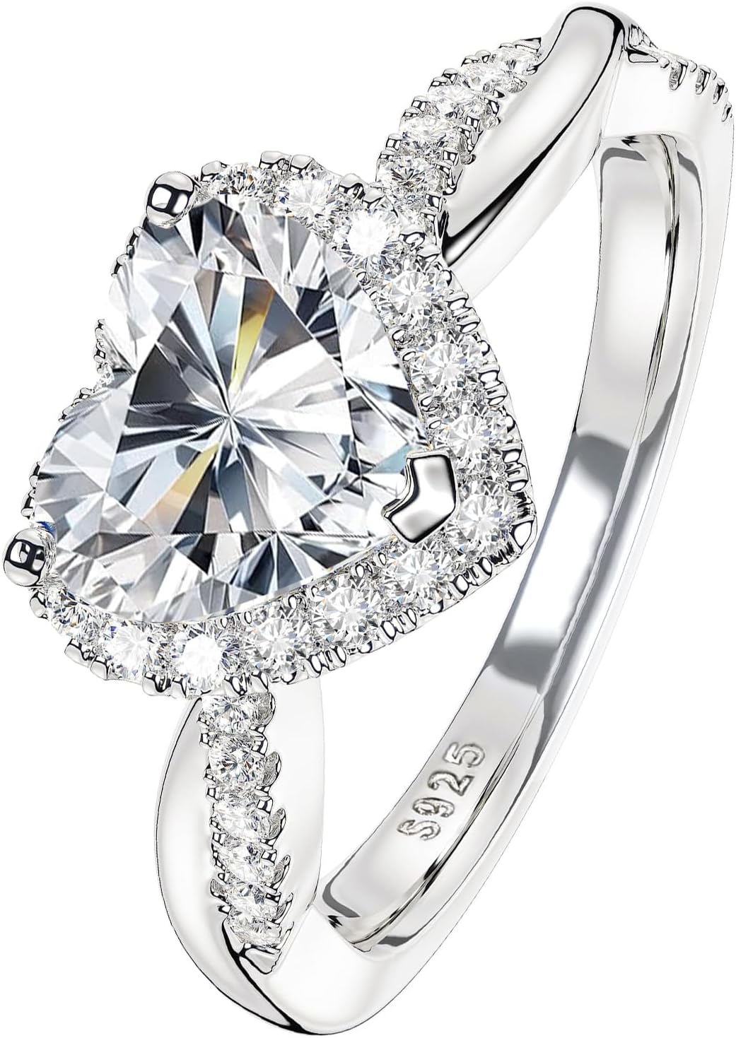Heart Moissanite Promise Rings for Her, Engagement Rings for Women - main view