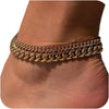 Chunky Ankle Bracelets for Women, Dainty Layered Anklet for Women Adjustable Cuban Set Stackable Cute Summer Beach Jewelry Gift - main view