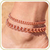 Chunky Ankle Bracelets for Women, Dainty Layered Anklet for Women Adjustable Cuban Set Stackable Cute Summer Beach Jewelry Gift - rose gold