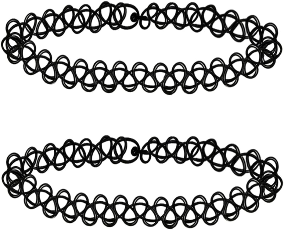 2 PCS Black Tattoo Choker Necklace Rainbow Tattoo Chokers Necklace 90s Choker Blue Tattoo Chokers Y2k Purple Tattoo Collar Gothic Adjustable Stretchy - main view