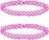 2 PCS Black Tattoo Choker Necklace Rainbow Tattoo Chokers Necklace 90s Choker Blue Tattoo Chokers Y2k Purple Tattoo Collar Gothic Adjustable Stretchy - 2PCS Pink