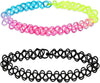2 PCS Black Tattoo Choker Necklace Rainbow Tattoo Chokers Necklace 90s Choker Blue Tattoo Chokers Y2k Purple Tattoo Collar Gothic Adjustable Stretchy - 2PCS Black and Rainbow