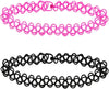 2 PCS Black Tattoo Choker Necklace Rainbow Tattoo Chokers Necklace 90s Choker Blue Tattoo Chokers Y2k Purple Tattoo Collar Gothic Adjustable Stretchy - 2PCS Black and Pink