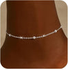 Ankle Bracelets for Women 14K Silver Plated Layered Chain Anklets - silver-6