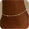 Ankle Bracelets for Women 14K Silver Plated Layered Chain Anklets - silver-7