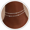 Ankle Bracelets for Women 14K Silver Plated Layered Chain Anklets - silver-2
