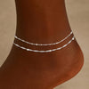 Ankle Bracelets for Women 14K Silver Plated Layered Chain Anklets - view 2