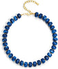 Colorful Chunky Necklaces for Women Multicolor Large Square Resin Beads Necklace Boho Chunky Statement Choker Necklaces Y2K Summer Jewelry - Round-Navy Blue