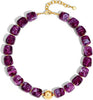 Colorful Chunky Necklaces for Women Multicolor Large Square Resin Beads Necklace Boho Chunky Statement Choker Necklaces Y2K Summer Jewelry - Square-Purple