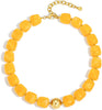 Colorful Chunky Necklaces for Women Multicolor Large Square Resin Beads Necklace Boho Chunky Statement Choker Necklaces Y2K Summer Jewelry - Square-Yellow
