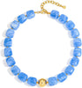 Colorful Chunky Necklaces for Women Multicolor Large Square Resin Beads Necklace Boho Chunky Statement Choker Necklaces Y2K Summer Jewelry - Square-Sky Blue