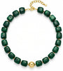 Colorful Chunky Necklaces for Women Multicolor Large Square Resin Beads Necklace Boho Chunky Statement Choker Necklaces Y2K Summer Jewelry - Square-Dark Green