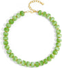 Colorful Chunky Necklaces for Women Multicolor Large Square Resin Beads Necklace Boho Chunky Statement Choker Necklaces Y2K Summer Jewelry - Round-Light Green
