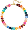 Colorful Chunky Necklaces for Women Multicolor Large Square Resin Beads Necklace Boho Chunky Statement Choker Necklaces Y2K Summer Jewelry - Round-Rainbow