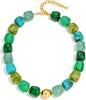 Colorful Chunky Necklaces for Women Multicolor Large Square Resin Beads Necklace Boho Chunky Statement Choker Necklaces Y2K Summer Jewelry - Square-Multi-green