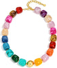 Colorful Chunky Necklaces for Women Multicolor Large Square Resin Beads Necklace Boho Chunky Statement Choker Necklaces Y2K Summer Jewelry - Square-Rainbow