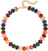 Colorful Chunky Necklaces for Women Multicolor Large Square Resin Beads Necklace Boho Chunky Statement Choker Necklaces Y2K Summer Jewelry - Round-Multi-brown