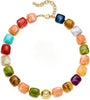 Colorful Chunky Necklaces for Women Multicolor Large Square Resin Beads Necklace Boho Chunky Statement Choker Necklaces Y2K Summer Jewelry - Square-Colorful