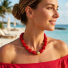 Colorful Chunky Necklaces for Women Multicolor Large Square Resin Beads Necklace Boho Chunky Statement Choker Necklaces Y2K Summer Jewelry - view 2