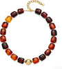 Colorful Chunky Necklaces for Women Multicolor Large Square Resin Beads Necklace Boho Chunky Statement Choker Necklaces Y2K Summer Jewelry - Square-Brown