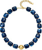 Colorful Chunky Necklaces for Women Multicolor Large Square Resin Beads Necklace Boho Chunky Statement Choker Necklaces Y2K Summer Jewelry - Square-Navy Blue