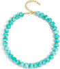 Colorful Chunky Necklaces for Women Multicolor Large Square Resin Beads Necklace Boho Chunky Statement Choker Necklaces Y2K Summer Jewelry - Round-Lake Blue
