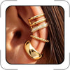 Ear Cuff Earrings for Women 14K Gold Plated Ear Cuffs Non Pierced Clip on Cartilage Earrings Cubic Zirconia Fake Piercings Earring Set Dainty Gold - 3PCS Gold1