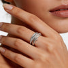 S925 Sterling Silver Ring Multi-layered Interlaced Heart-shaped Band - view 2