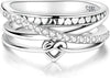 S925 Sterling Silver Ring Multi-layered Interlaced Heart-shaped Band - view 7