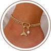 Gold Ankle Bracelets for Women, 14K Plated Chunky Chain Anklets - Gold-E