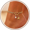 Gold Ankle Bracelets for Women, 14K Plated Chunky Chain Anklets - Gold-F
